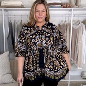 Free People Floral Peplum peasant Top